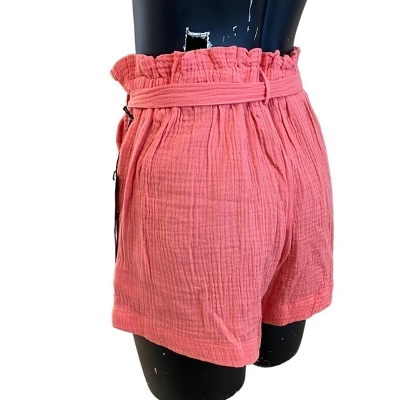 NEW Wild Fox Tea Rose Paper-bag Shorts with Tie Size Med - Picture 5 of 6